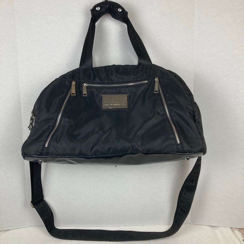 Lifetime Healthy Way Gym Duffle Bag Black Silver Nylon Y2k Retro Gym Travel 21''